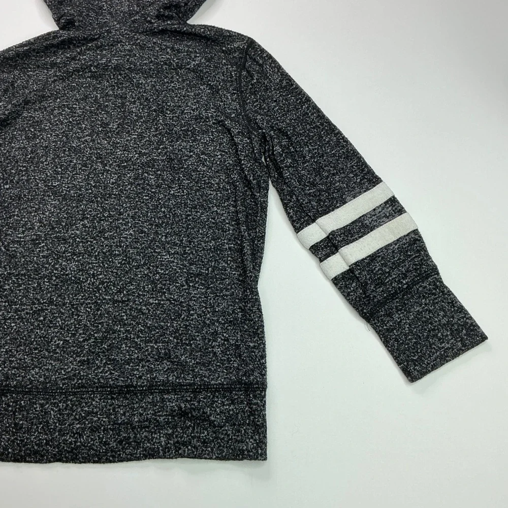 Old Navy Black Jack Plush Pullover Hoodie Kids Size S 6-7 Varsity Stripe Sporty